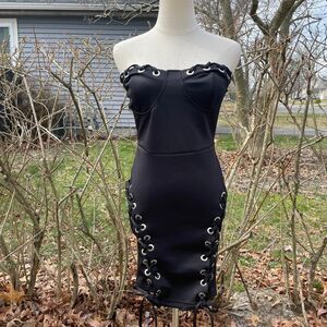 Goth Sexy ,Lace up Women's Black miniDress
